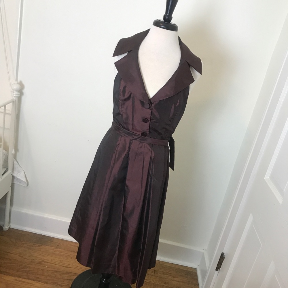 Silky plum formal halted dress